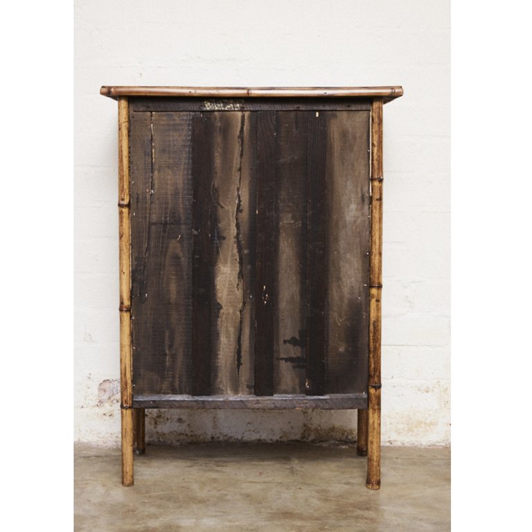 English Victorian bamboo bookcase with lacquer top — Jefferson